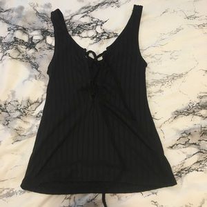 Black lace up tank NWOT